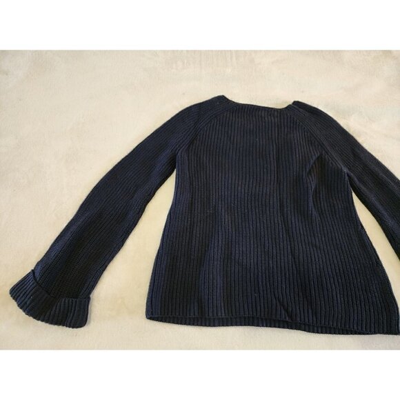 NWT Loft Ann Taylor Womens Bell Cuff Sweater Size Medium Dark Navy Blue - Picture 7 of 9